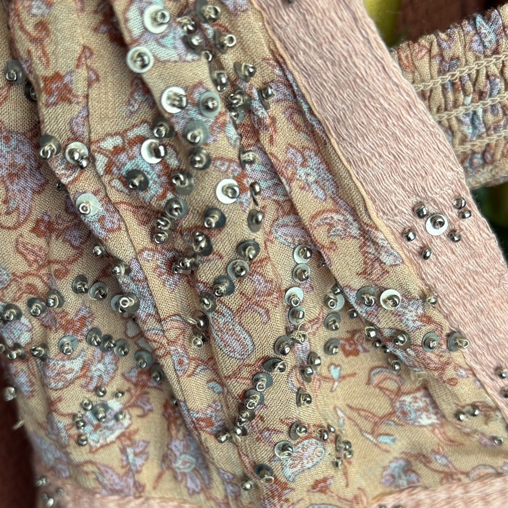 Free People Floral Print Dress in Pink and Tan - Picture 8 of 8